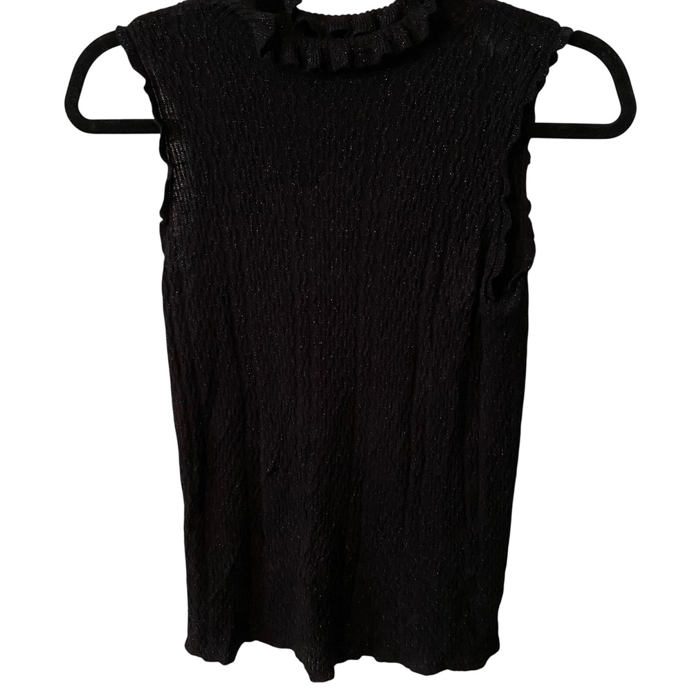 Worthington Black Sparkle Mock Neck Sleeveless Top Women‎ Size M